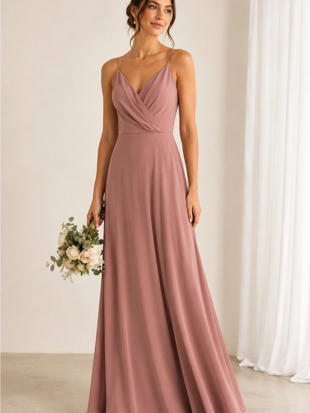 After Six Dusty Rose Floor-Length Bridesmaid Dress | Size 4
